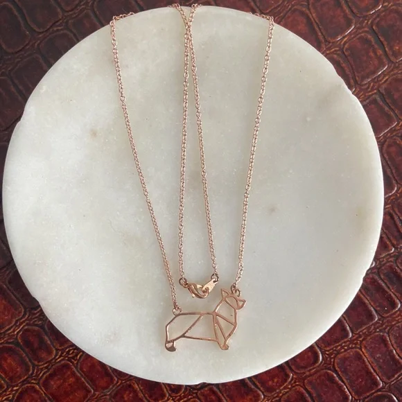 Rosa Vila Rose Gold Tone Origami Corgi Necklace - Picture 2 of 5